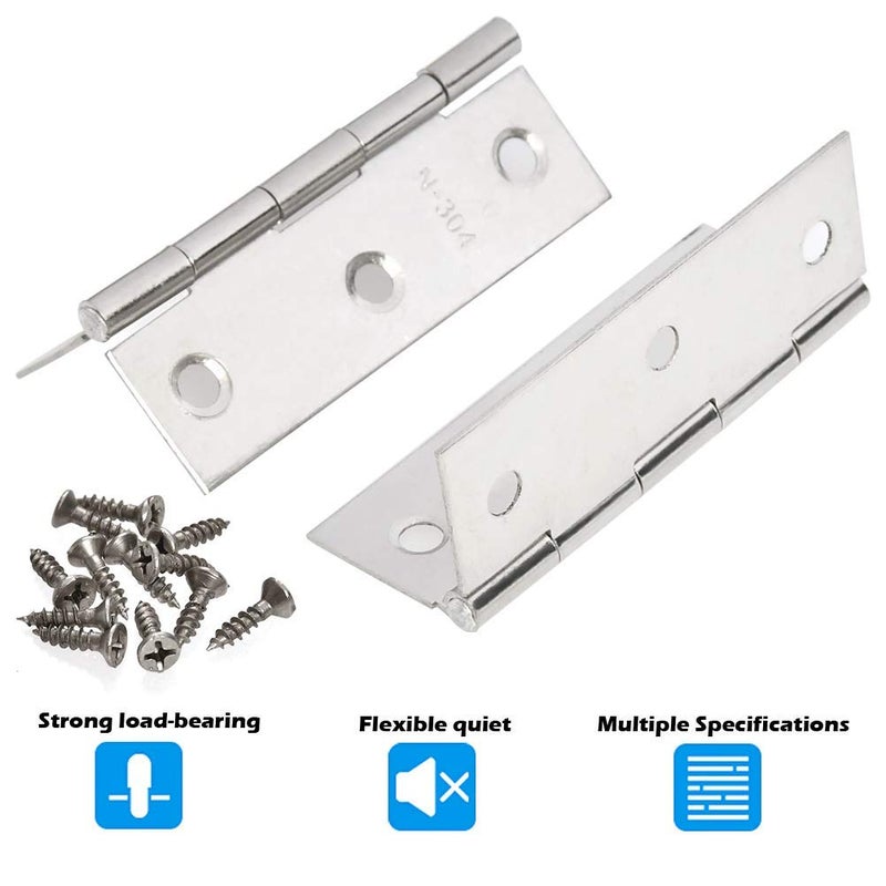 FOCCTS 18 Pack Folding Door Hinges, 2 x 3 inch Stainless Steel Square Butt Hinges for Home Furniture Hardware Closet Door with Enough Screw - Image 3